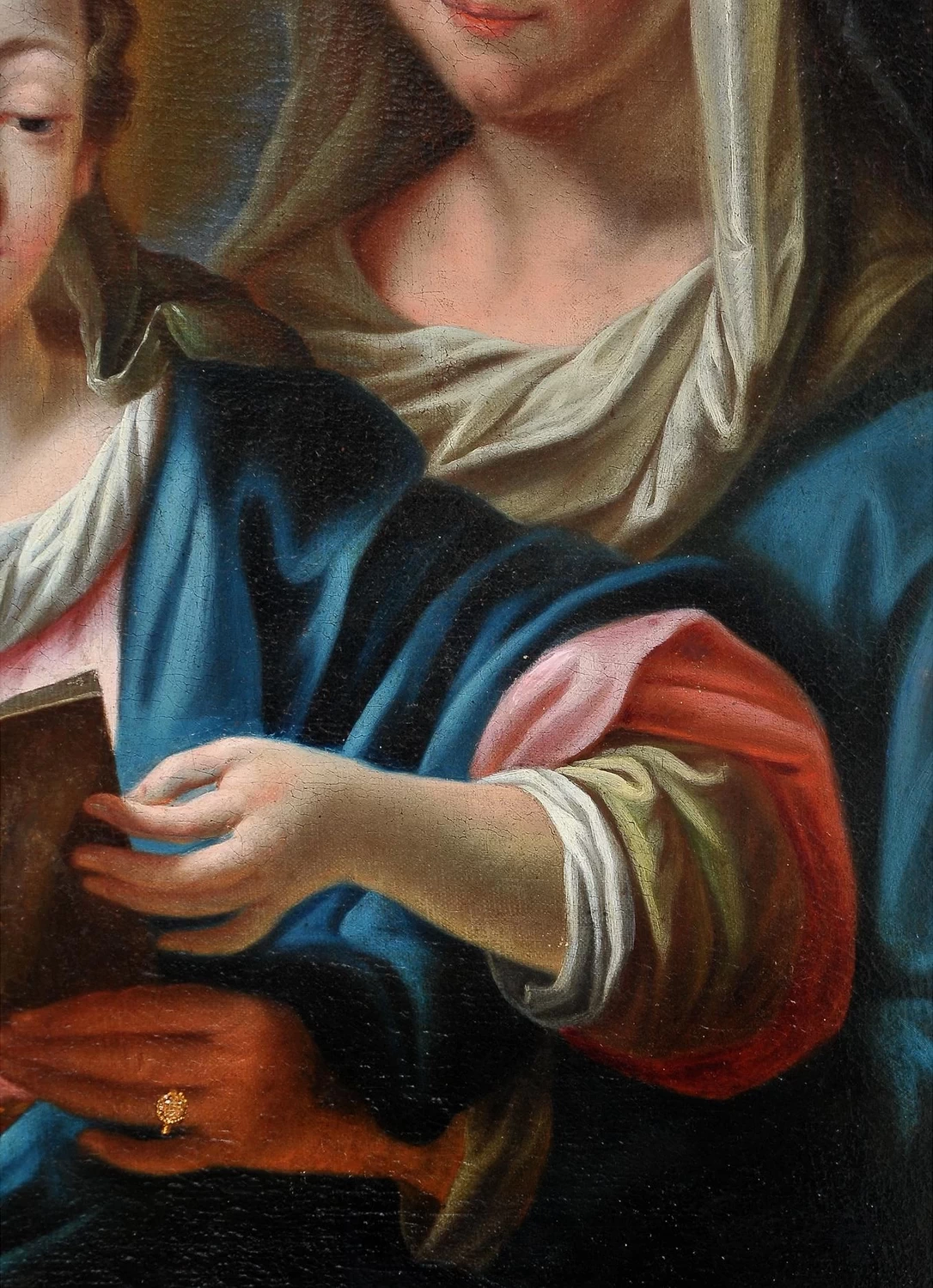 Anna che insegna a Maria a leggere - attribuito, dettaglio